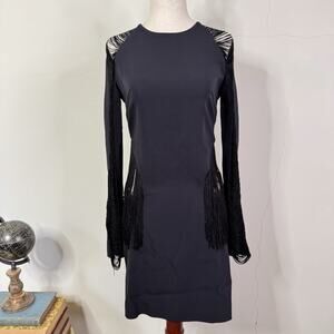 Dion Lee Fringe Loop Mini Dress Midnight Black NWT Size 6 Avant Garde Cut Out